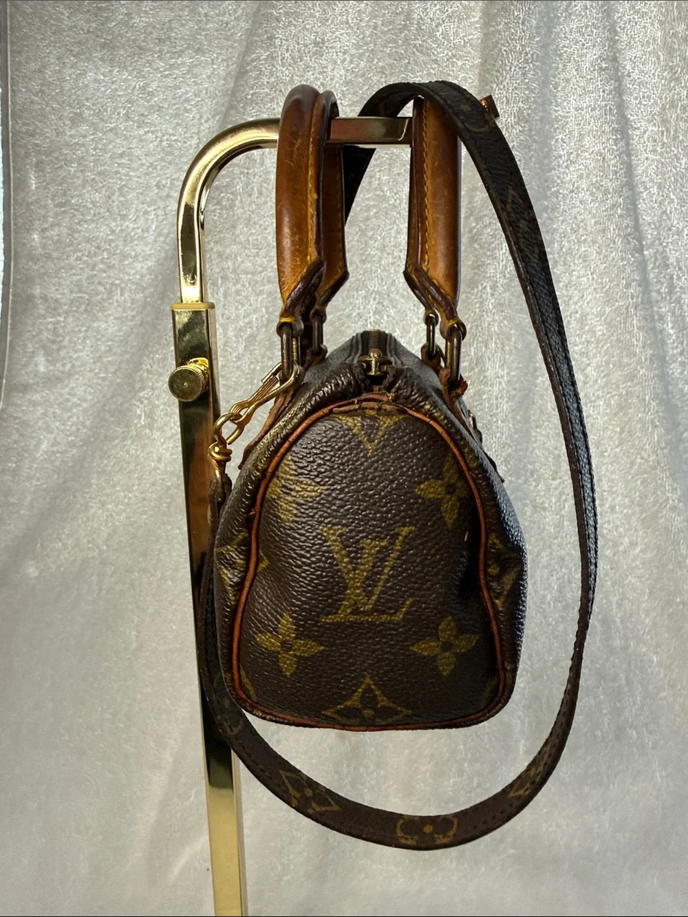 Louis Vuitton Mini Speedy Satchel and Authentic Louis Vuitton strap